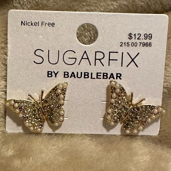 Earrings Shimmery Butterflies, Sugar Fix by Bauble Bar, Nickel Free - Picture 7 of 12